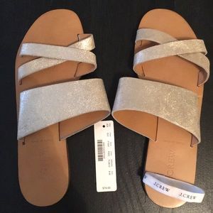 Size 8 J.Crew Gold Slides. Brand new, never worn.